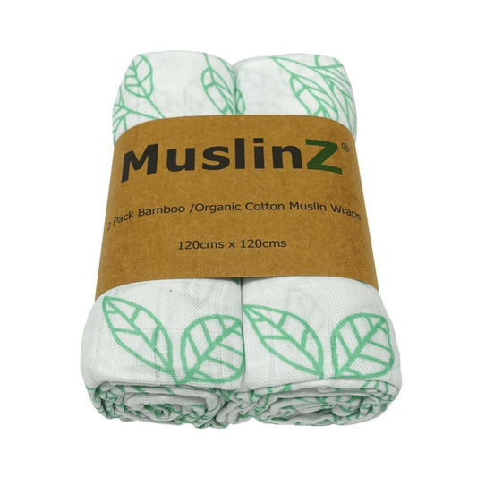 MuslinZ - Bamboo/Organic Cotton Muslin Swaddles 120x120cm 2 Pack - 